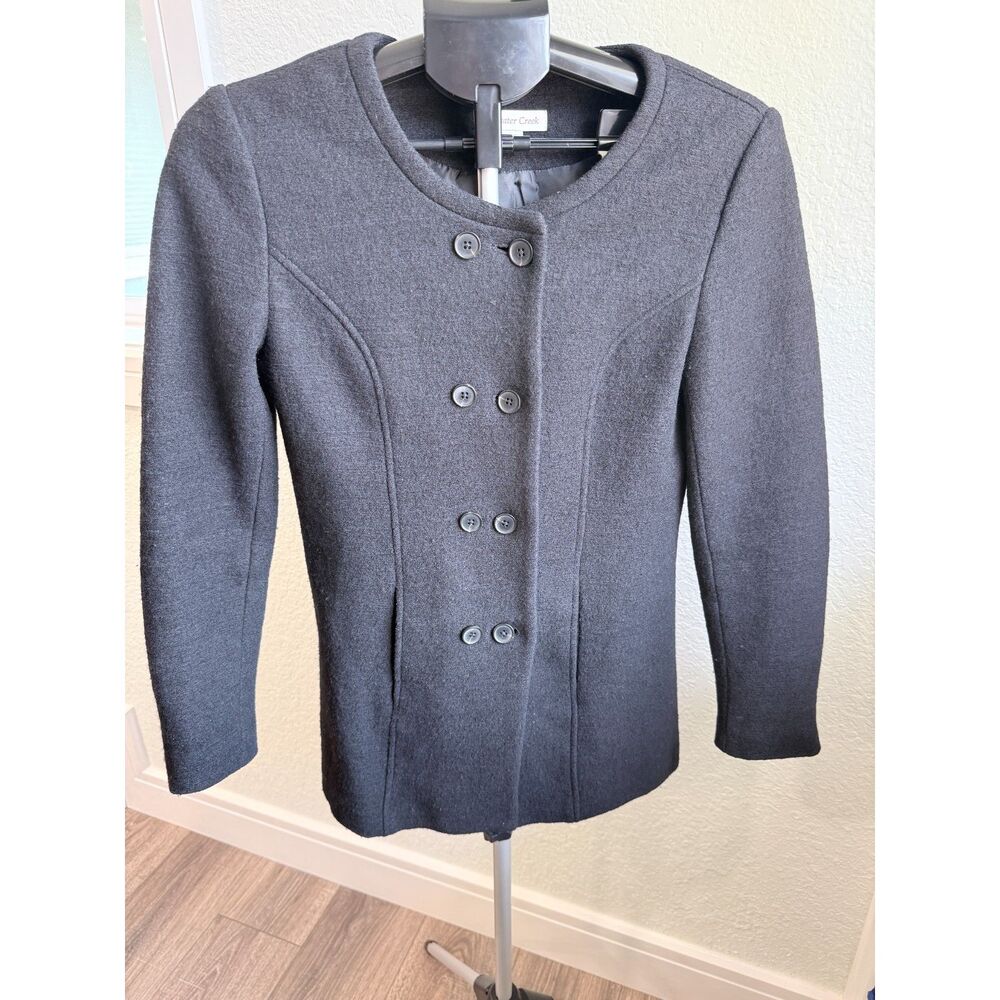 Coldwater Creek Wool Cotton Blend Double Breasted Stretchy Long Sleeve Jacket XS